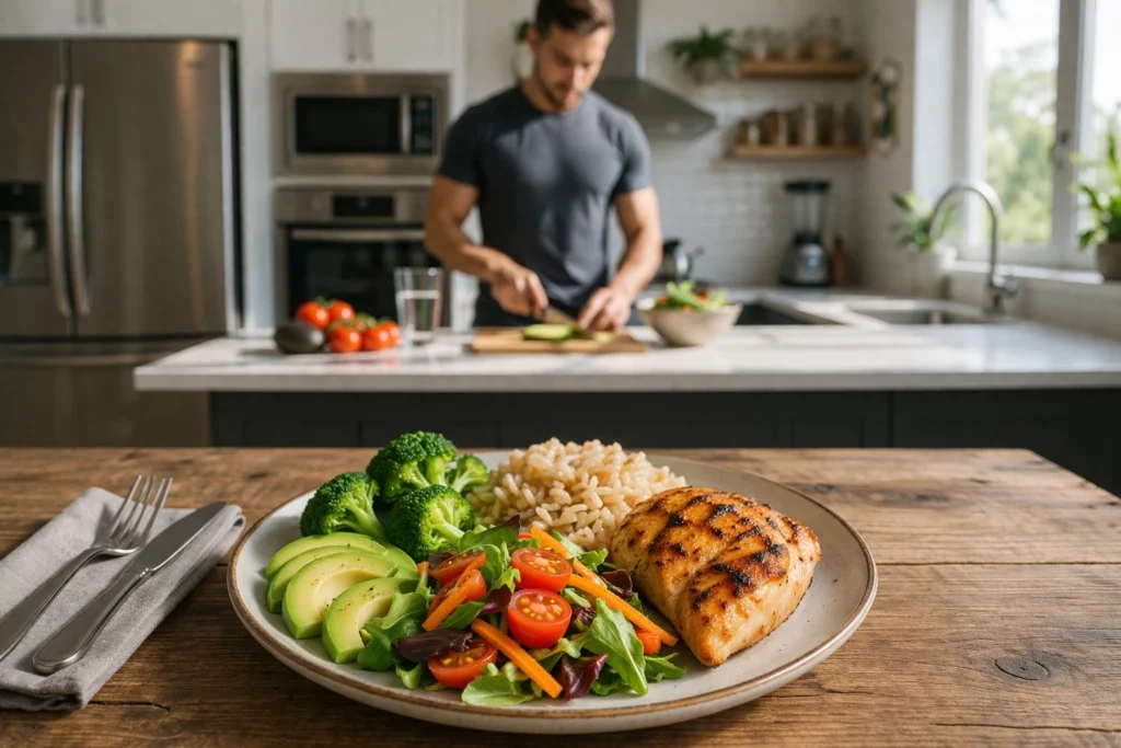 Salad ức gà là món ăn phổ biến trong chế độ ăn giảm mỡ.