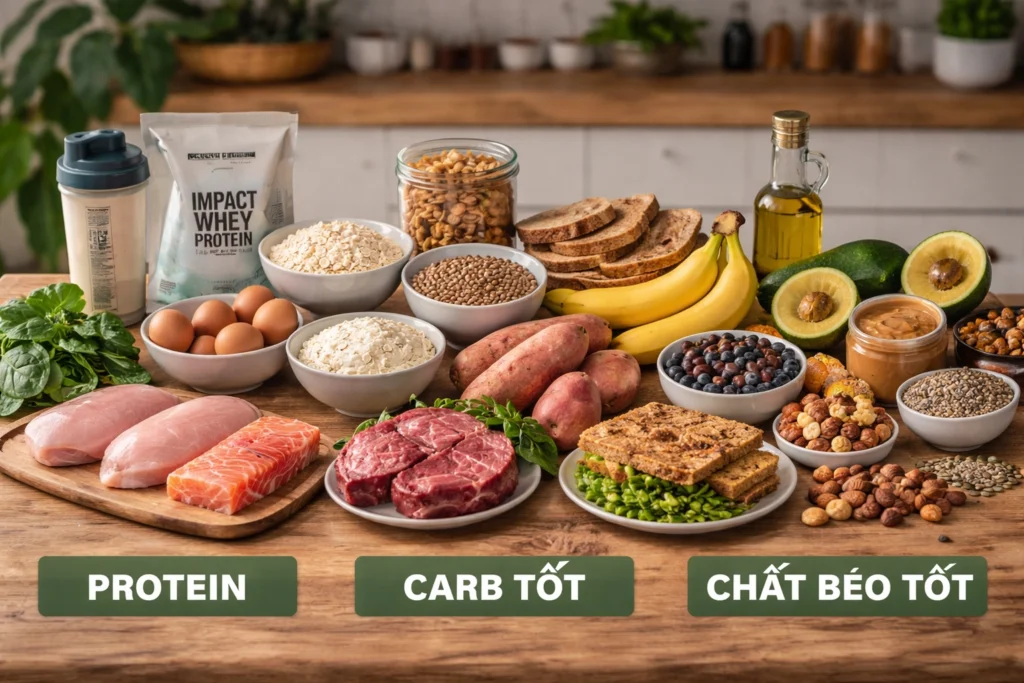 protein, carb và chất béo tốt