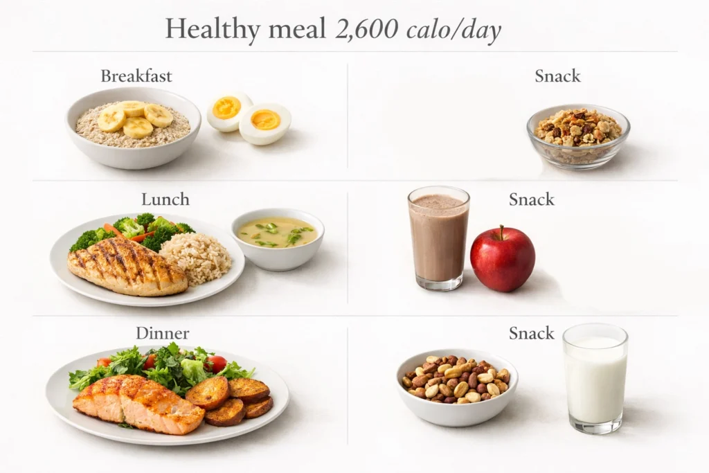 chế độ ăn lành mạnh 2.600 calo/ngày  