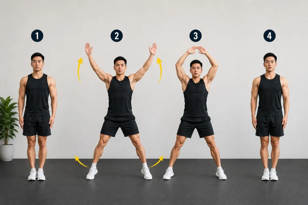 cách giảm mỡ cho nam: Jumping Jacks