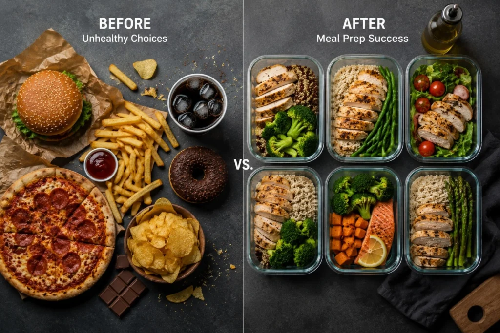 Meal prep là giải pháp giúp thay đổi thói quen ăn uống và hỗ trợ giảm cân bền vững.